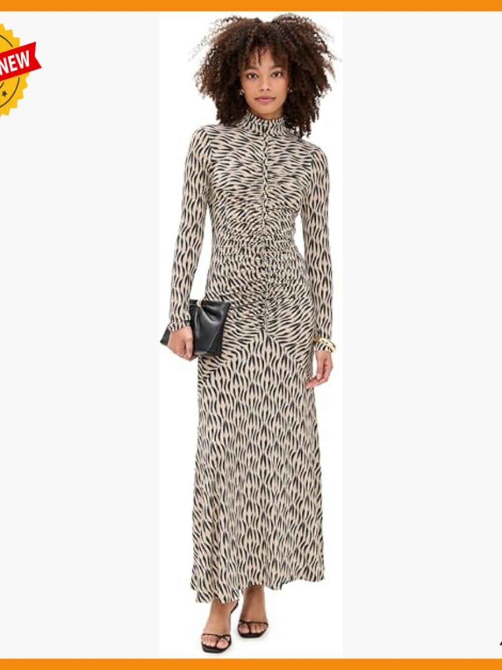 Maxi Cocktail Dress Lightweight Jersey Ruched Bust Abstract Pattern